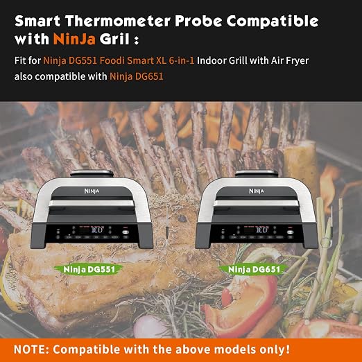 Smart Thermometer Probe for Ninja DG551, DG651 Foodi Smart XL 6-in-1 Indoor Grill with Air Fry, Replacement Meat Probe for Ninja Indoor Grill Accessories, 1 Pack
