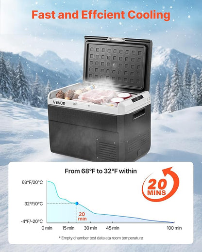 VEVOR 12 Volt Car Refrigerator, 52.8QT/50L Car Fridge, Portable Electric Cooler with -4℉~68℉ Adjustable Temperature, 12/24V DC and 100-240V AC Compressor Freezer for Outdoor, Camping, Travel, RV