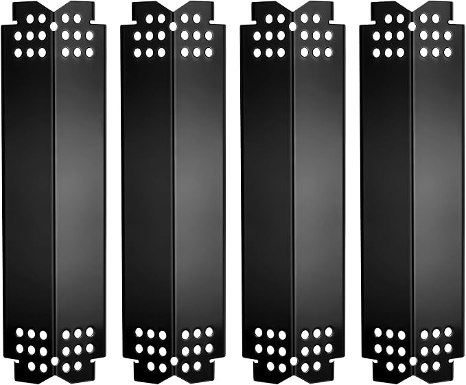 14.6" L Grill Heat Plates 4 Pack, Porcelain Steel Gas BBQ Grill Burner Covers, Heat Shields Flame Tamers Replacement Parts for Nexgrill Outdoor Grills