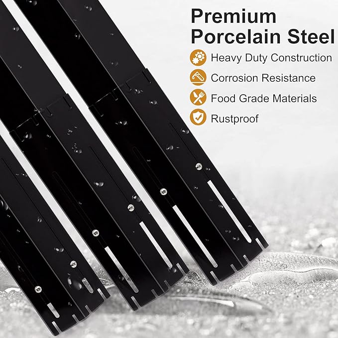Criditpid 4-Pack Porcelain Steel Universal Heat Plate Shields Grill Parts for Brinkmann, Charbroil Nexgrill, Backyard Grill, Extends from 11.75 to 21" L, Burner Cover Replacement for Charbroil Grills