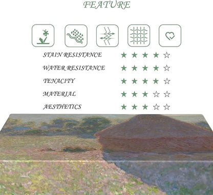 70x120 Inch Oil Painting Rectangle Tablecloth Monet Haystacks Series Table Cloth Nature Farmland Scenery Washable Durable Table Cover for Dining Garden Atelier BBQ Home Decor