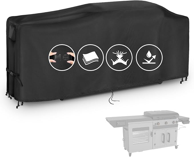 Grill Cover for Blackstone Bronco 28" XL Griddle 2415 | Heavy Duty Waterproof Outdoor griddle cover 85 Inch for 3 Burner Vertical Pellet Smoker Combo 2415-86"L x 25"W x 35"H(Black)