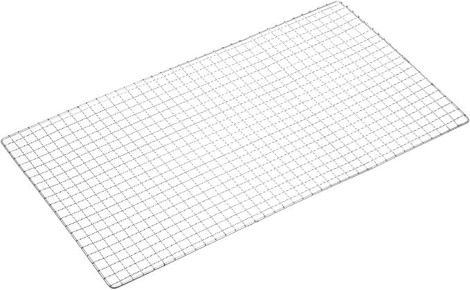 HARFINGTON Square BBQ Grill Net 29.5x60cm Electroplated Stainless Steel Barbecue Mesh Mat for Baking Smoking Charcoal Grilling Roasting