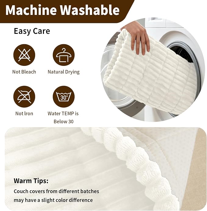 Leakproof Couch Cover for Dogs, Non Slip Washable Sofa Protector | Stain-Resistant Window Seat Cushions Chair Mat Car Seat Cover for Kids Pets (Off-White 27.6" x 59"+27.6" x 70.9")