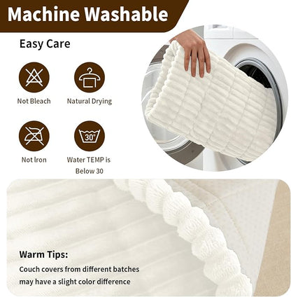 Leakproof Couch Cover for Dogs, Non Slip Washable Sofa Protector | Stain-Resistant Window Seat Cushions Chair Mat Car Seat Cover for Kids Pets (Off-White 27.6" x 70.9")