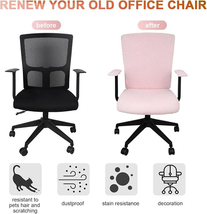 Tallew 8 Pcs Office Chair Covers Stretchable Armrest Seat,XL,Pink | Universal Fit Office Desk Chairs, Protective Seat Backrest Slipcovers, Stretchable Prevent Wear, Easy Install for Rotating