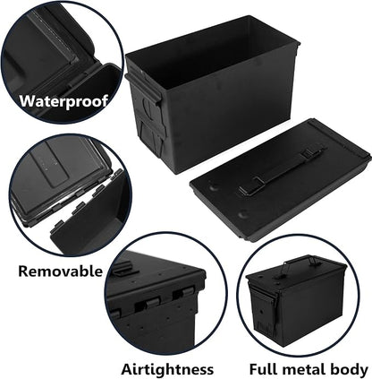 GUGULUZA Metal Ammo Can 30 50 Cal, Waterproof Airtight Ammo Containers Case | Heavy-Duty Ammunition Storage Case Military Container, Lockable Box w/Flip Top for Long-Term Storage Bullet, 30Cal and 50 Cal