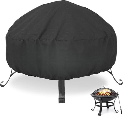 LBTING Fire Pit Cover, 32 inch Cover for 29-32 inch Round Firepit, Waterproof Windproof Dustproof UV-Resistant Heavy Duty Cover for Outdoor Patio Firepit Table - Black