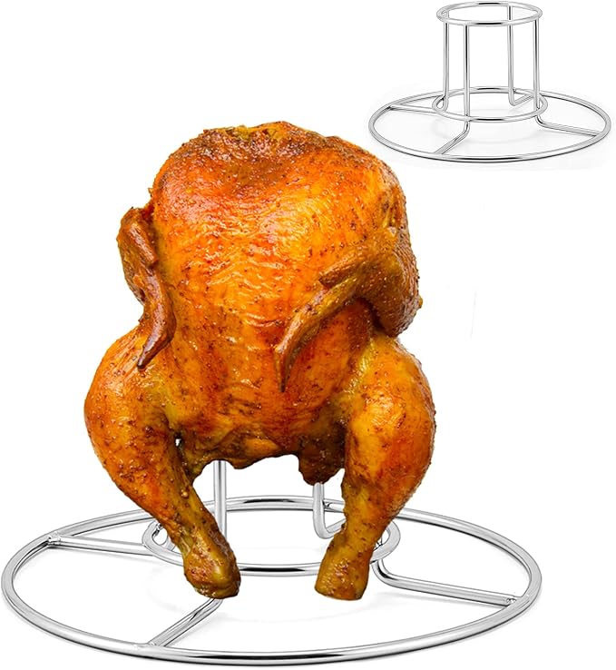 HaSteeL Beer Can Chicken Holder 2 Pack, Stainless Steel Chicken Rack for Grill Smoker Oven BBQ, Vertical Beer Butt Chicken Stand for Tender Roaster Chicken & Turkey, Sturdy & Dishwasher Safe