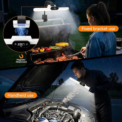 BBQ Grill Light, Rechargeable LED Grill Lamp with Digital BBQ Timer Clock, 3 Color Modes & Adjustable Brightness, Fits Blackstone, Weber & Smoker, Perfect Grilling Gifts