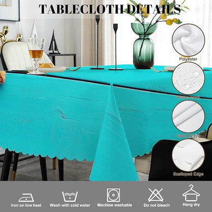 Swono Beach Table Cloth Tropical Fish Net Seashells Starfish Blue Wood Rectangle Tablecloth Picnic Table Cover BBQ Table Cloths Polyester for Kitchen Camping BBQ 50x72 Inch