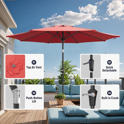 Outdoor Patio Umbrella, 8 Ribs Market Table Umbrella