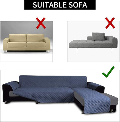 Easy-Going Reversible L-Shape Sectional Couch Cover, Small, Dark Blue | Soft Sofa Slipcover For Dogs, Fits Left/Right Chaise Lounge Protector, Water Resistant Mat For Living Room