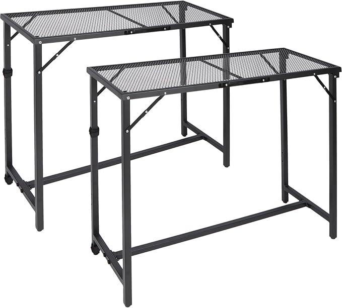 REDCAMP 39" Folding Outdoor Bar Table, Patio Bar Height Table, 2 Pack | Waterproof Mesh Top Rectangle Counter Console Table for Balcony, Garden, Backyard, Hot Tub, Poolside, Indoor or Outdoor Use