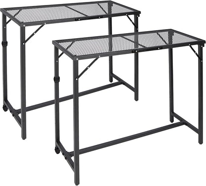REDCAMP 39" Folding Outdoor Bar Table, Patio Bar Height Table, 2 Pack | Waterproof Mesh Top Rectangle Counter Console Table for Balcony, Garden, Backyard, Hot Tub, Poolside, Indoor or Outdoor Use
