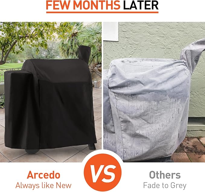 Arcedo Heavy Duty Waterproof Grill Cover Compatible with Traeger Pro 22 Series – Full-Length Outdoor Wood Pellet Smoker Cover for Century 22, Eastwood 22, Pro 575, Lil' Tex Elite 22 BBQ Grills, Black