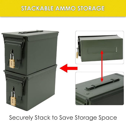 Aolamegs 50 Cal Ammo Can – Locking Hardware Kit and Stainless Steel Padlock，Ammo Box Military & Army M2A1