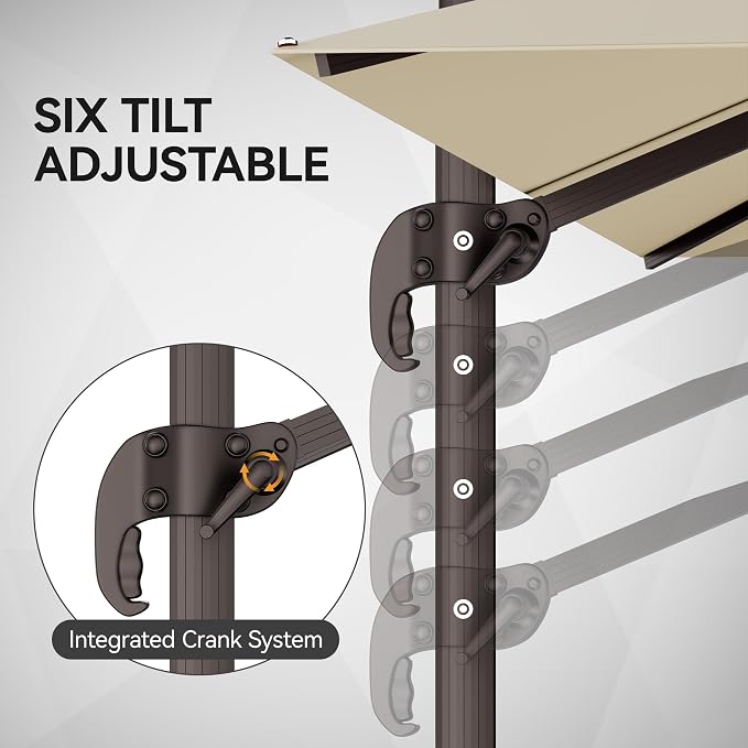 9x12FT Cantilever Patio Umbrella Heavy-Duty Aluminum | 360° Rotating Double Canopy Rectangular Offset Umbrella for Pool, Deck, Garden & Backyard, Beige