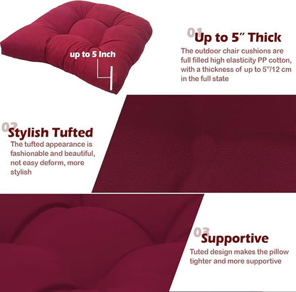MTMR Outdoor Chair Cushions Set of 2, Patio Furniture Seat Pads, Waterproof | 2Pcs , waterproof cover, PP cotton, u-shaped, no-fading, thick patio seat pads for outdoor wicker furniture in yard, 19x19x4
