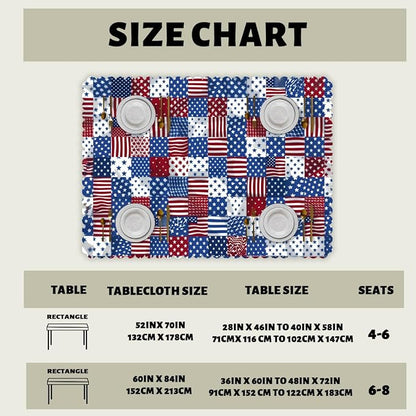 Patriotic American Decorative Rectangle Tablecloth Flag USA National Rectangle Kitchen Table Cover Oblong Tablecloth for Dining Table Buffet Parties Patio Camping 52" x 70" 4-6 Seats