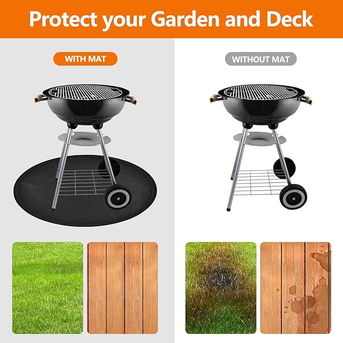 48" Round Firepit Mat for Solo Stove Bonfire, Fireproof Mats for Under Reusable Oil-Proof Waterproof Grill Mats Repalce BBQ Pad for Deck Patio Grass Fire Pit Accessories for Outside