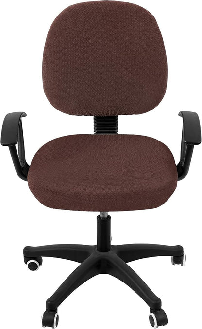 Smiry Office Computer Chair Covers for Desk Rotating Chair Protector | Stretch Jacquard Removable Washable Universal Slipcovers, Seat + Backrest Cover, Light Chocolate