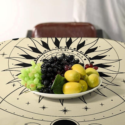 Vintage Tarot Moon Sun Tablecloth Moon Phase Star Galaxy Space Esoteric Astrology Table Cloth Water Resistant Wipeable Table Cover for Farmhouse Picnic Party Holiday Kitchen Dinner Table 55"x55"