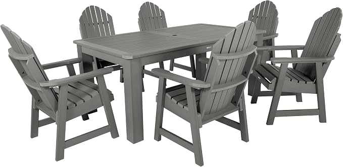 highwood Hamilton Adirondack 7pc Dining Set 72" x 42", Coastal Teak