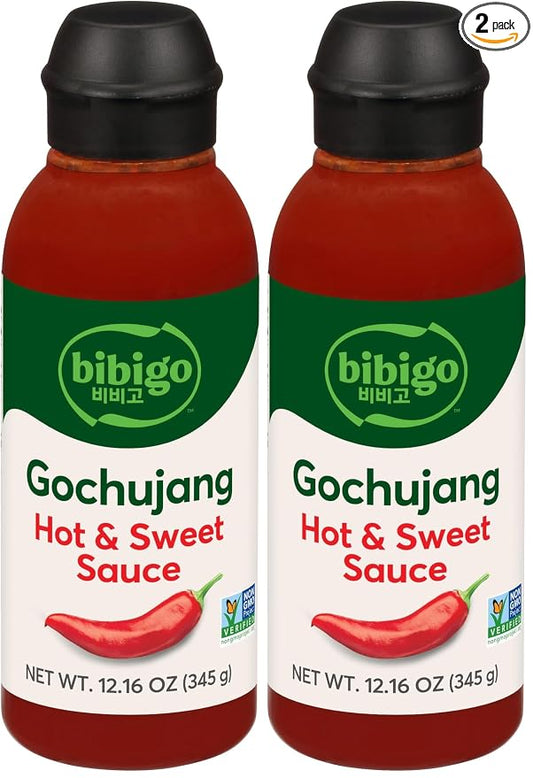 Bibigo Korean-Style Hot & Sweet Gochujang Sauce, 12.16 Ounce (Pack of 2)