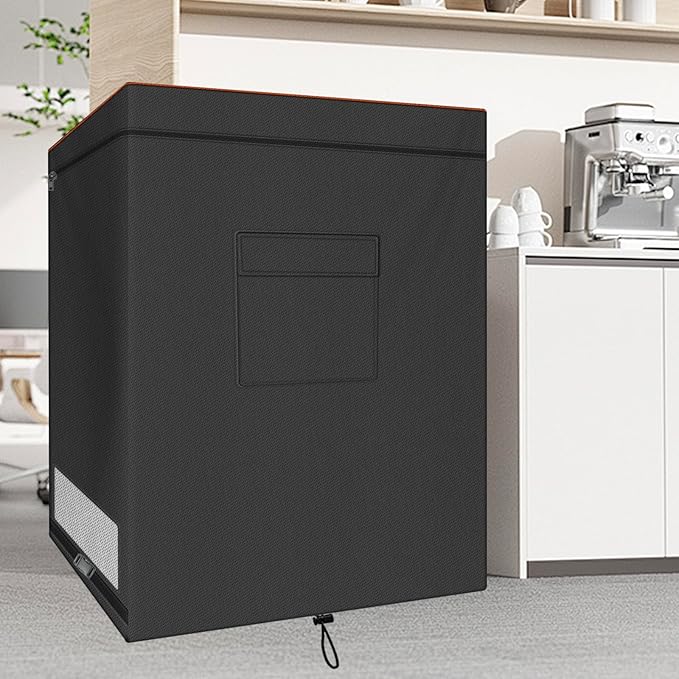 Chest Freezer Cover, Waterproof 420D Oxford Protective Outdoor Indoor Refrigerator Dust Cover with Zipper Fits 5.0 Cubic Feet Deep Freezer 28"L x 23"W x 34"H (Only Cover)