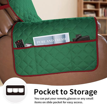 Easy-Going Oversized Recliner Chair Slipcover Reversible Sofa Cover Water Resistant Couch Cover Furniture Protector with Elastic Straps for Pets Dog Cat (Oversized Recliner, Green/Christmas Red) | Machine Washable Slipcover For Dogs, Water Resistant Fu...