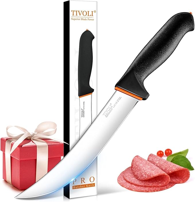 TIVOLI Slicing Knife 8 Inch - Brisket Knife with Ergonomic Non-Slip Softgrip & German Stainless Steel Razor Sharp Blade for Meat Cutting,Slicing - Gift for Men Women