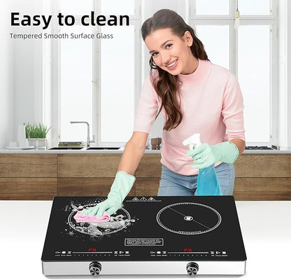 Electric Cooktop,110V 2500W Electric Stove Top with LED Knob Control,9 Power Levels, Kids Lock & Timer,Overheat Protection stove,24 Inch 2 burner cooktop