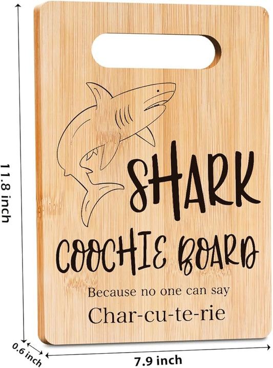 Funny Charcuterie Board Shark Coochie Board Cutting Board Decor Birthday Gifts Housewarming Gifts for Women Men Friends Funny Kitchen Gadgets Bamboo Decorative Cutting Boards for Kitchen