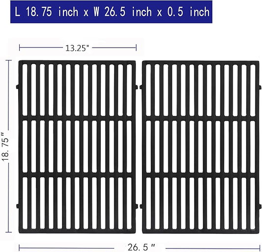 Leship 18.75" Grates for Weber Genesis II 300 Series Grills Genesis II E/S 310 315 325 330 335 Gas Grills, Cast Iron Grill Grates Replacement Parts for Weber 66095 66805 (18.75" x 13.25")