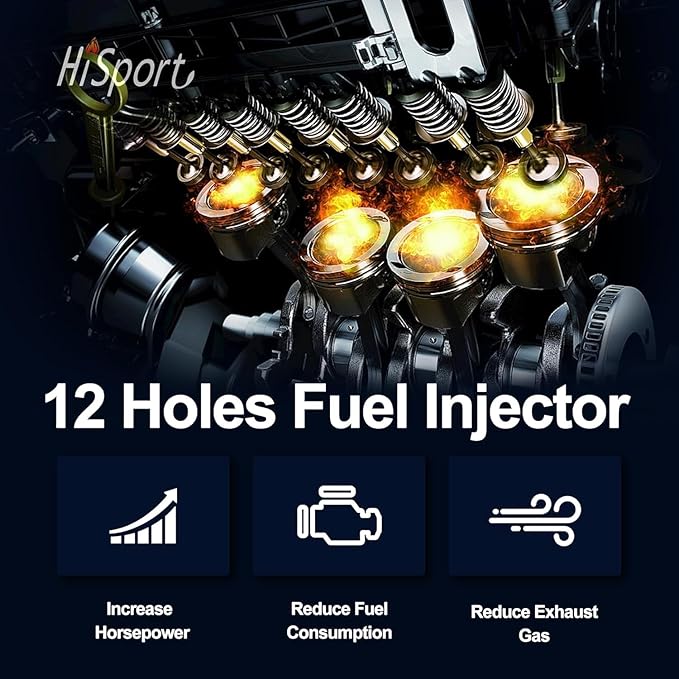 HiSport Fuel Injector 0280156161 6PCS Compatible with Jeep 4.0L 1999-2004 I6 Upgrade 12 Hole 22LB Injectors
