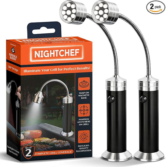 Griddle Buddy Night Chef Magnetic Grill Light - 9 Ultra-Bright LED for Barbecue, 360° Flexible Gooseneck, Water & Heat Resistant Grill Lights for Outdoor Grill Fits Most Grills - Gift for Men Dad