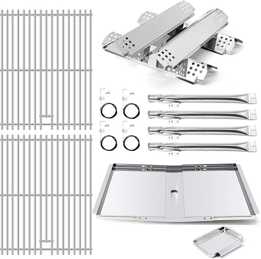 Grill Replacement Parts for Nexgrill 720-0830H 720-0783E 720-0783EH, Drip Pan Grease Tray & Grill Grates & Heat Plates, Burner Tubes & Igniter for Home Depot Nexgrill 4 Burner 720-0830H