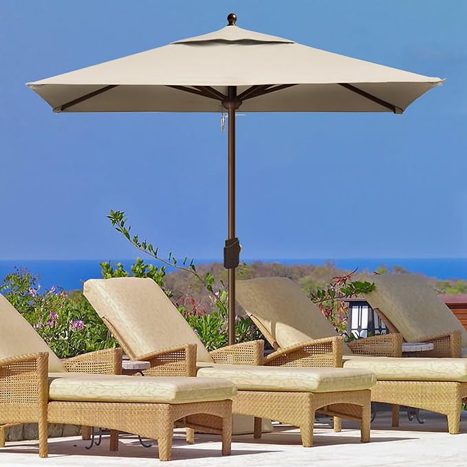 EliteShade USA 10-Year-Non-Fading 6x6Ft Square Market Patio Umbrella, UPF 50+ UV Protection Performance Sun Umbrella, Heavy Duty Commercial Grade Outdoor Table Umbrella with Crank, Windproof Vented Top for Garden, Pool, Deck and Outdoor Playsets, Antiq...