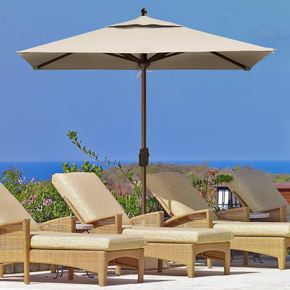 EliteShade USA 10-Year-Non-Fading 6x6Ft Square Market Patio Umbrella, UPF 50+ UV Protection Performance Sun Umbrella, Heavy Duty Commercial Grade Outdoor Table Umbrella with Crank, Windproof Vented Top for Garden, Pool, Deck and Outdoor Playsets, Antiq...