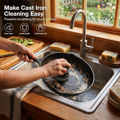 Cast Iron Scrubber and Scraper, Chain Mail Scrubber Cast Iron for Cleaning Dishes, Stock Pots, Pans, Griddles, Grills, Dish Scouring Pads