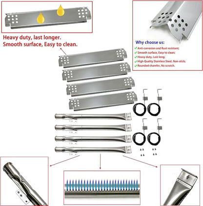 Parts DG262 Grill Burner 14 7/8", Heat Plates 14.6" x 4.2", Igniter Kit fits for Nexgrill 720-0830H,720-0888N/S,720-0783E,720-0830X, for Home Depot Nexgrill 4 Burner 720-0830H