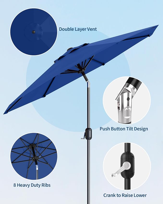 GarveeLife 9 ft Patio Umbrella, Outdoor Table Market Umbrella
