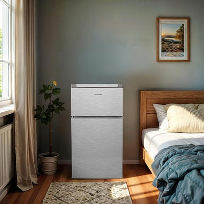 3.1 cu. ft. 2-Door Retro Mini Refrigerator in Stainless Steel