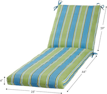 Outdoor Reversible Chaise Lounge Chair Cushion, Belize Stripe