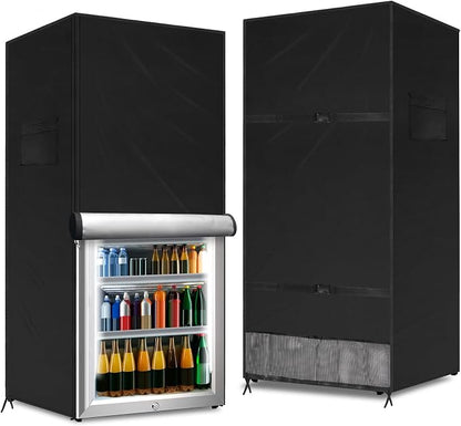 Outdoor Refrigerator Cover Outdoor Dustproof Freezer Covers for Protecting Upright Freezers/Beverage Refrigerator Compact 5-7.5 Cubic Foot Freezer (Black, 23" x 23"x 56")