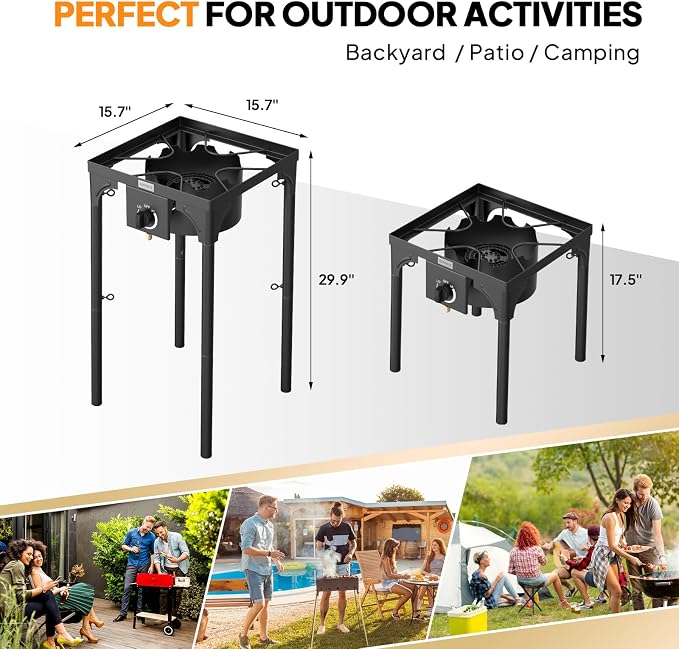 ROVSUN 100,000 BTU Portable Gas Camping Stove, Outdoor Propane Burner with Regulator, High Pressure Single Cooker Camp Cooking Home Brewing
