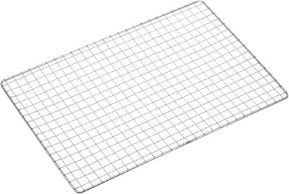 HARFINGTON Square BBQ Grill Net 13.8"x9.4" Stainless Steel Cross Wire Barbecue Mesh Mat for Baking Smoking Charcoal Grilling Roasting