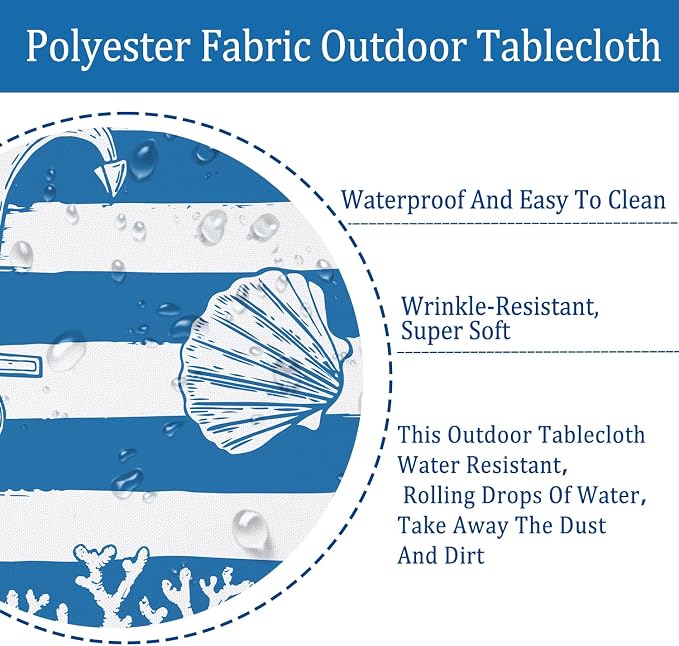 Outdoor Tablecloth with Umbrella Hole Umbrella Tablecloth Patio Tablecloths with Zipper for Courtyards, Terraces, and Beaches 60 x 84 in