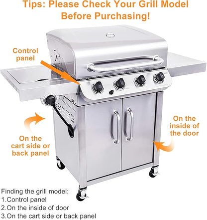 Hisencn Grill Replacement Parts for Charbroil 463436215, 463436214, 463436213, 463439915, 467300115, 463439914, 461372517, G432-Y700-W1, G432-0078-W1, Grill Burner, Heat Plate, Crossover Tube